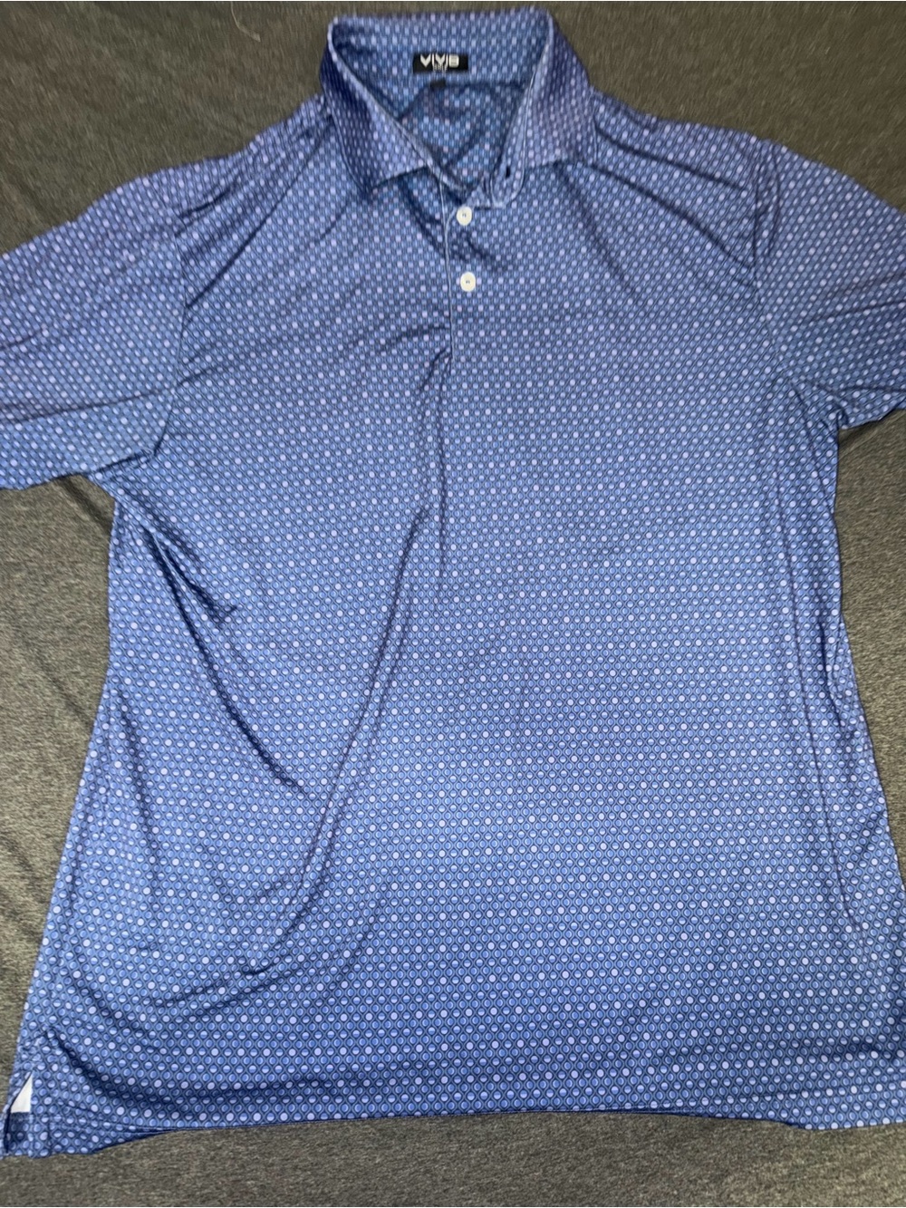 Mens Vivid Blue Printed Performance Polo Shirt